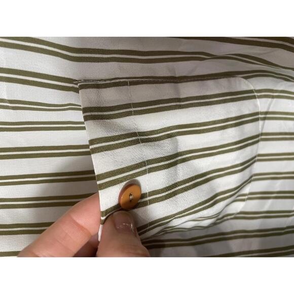 2/$30 Liz Roberts VTG Dress Long Women's 16 Green White Striped Pockets Cottage - Picture 7 of 9